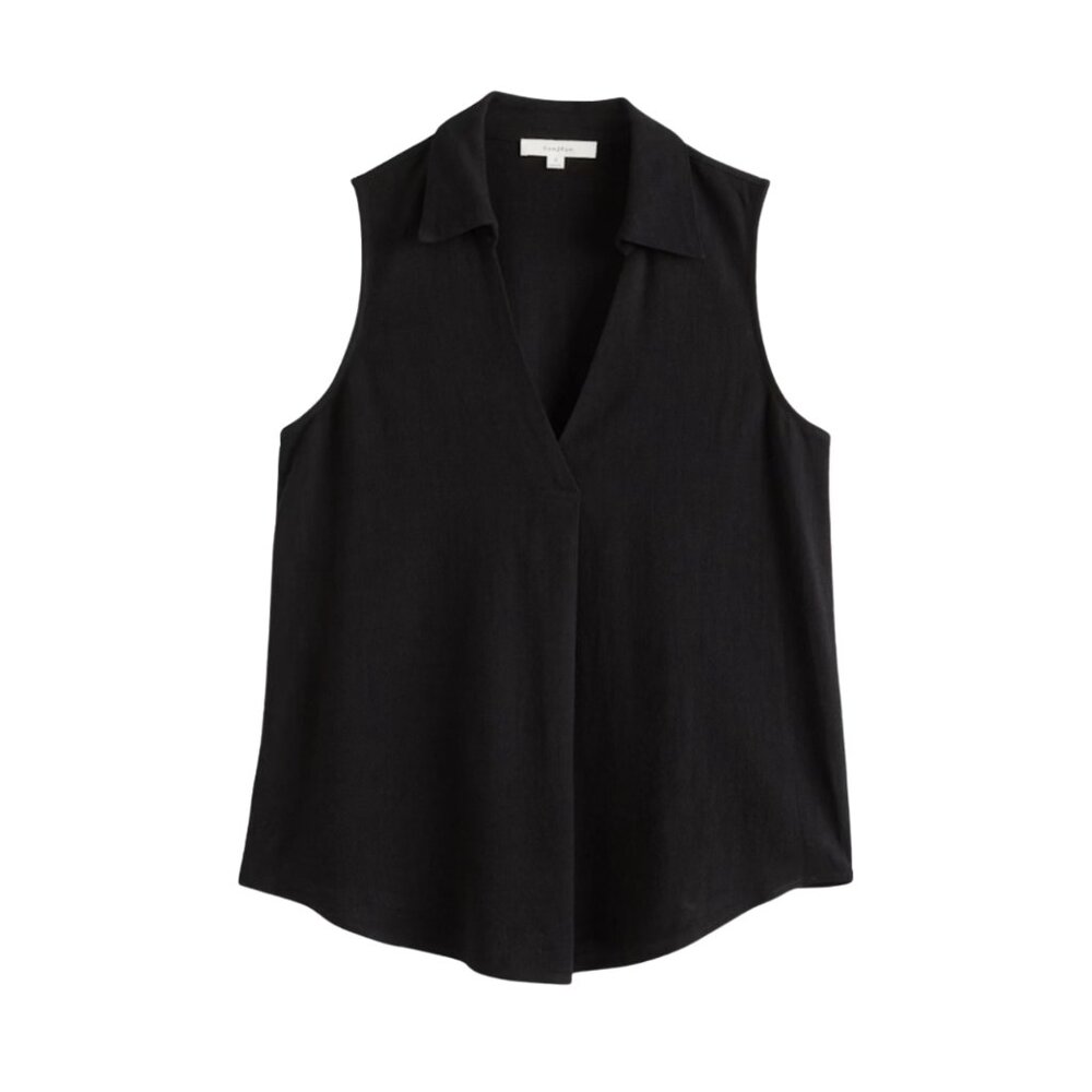 Monday Fun Lexie Black Sleeveless Collared Blouse